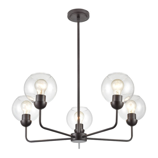 Atlas Boman Modern 3-Light Chandelier - Midcentury-Inspired Design with Clear Glass Globes for Elegance Oil Rubbed Bronze 28'' CL11086-BZ