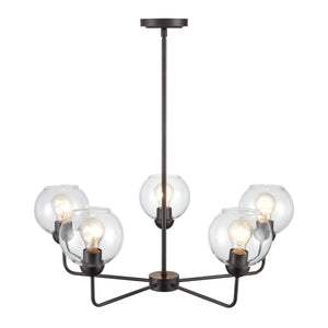 Atlas Boman Modern 3-Light Chandelier - Midcentury-Inspired Design with Clear Glass Globes for Elegance Oil Rubbed Bronze 28'' CL11086-BZ