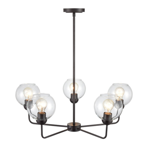 Atlas Boman Modern 3-Light Chandelier - Midcentury-Inspired Design with Clear Glass Globes for Elegance Oil Rubbed Bronze 28'' CL11086-BZ
