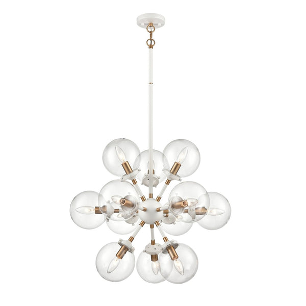 Atlas Boudreaux 12-Light Chandelier - Midcentury Modern Design with Radiant Glass Globes for Any Space Matte White 25'' CL11087-WH