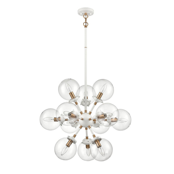 Atlas Boudreaux 12-Light Chandelier - Midcentury Modern Design with Radiant Glass Globes for Any Space Matte White 25'' CL11087-WH