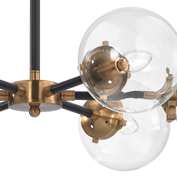 Atlas Boudreaux 12-Light Chandelier - Midcentury Modern Design with Radiant Glass Globes for Any Space Matte Black with Antique Gold 28'' CL11088-GD