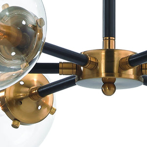 Atlas Boudreaux 12-Light Chandelier - Midcentury Modern Design with Radiant Glass Globes for Any Space Matte Black with Antique Gold 28'' CL11088-GD