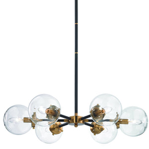 Atlas Boudreaux 12-Light Chandelier - Midcentury Modern Design with Radiant Glass Globes for Any Space Matte Black with Antique Gold 28'' CL11088-GD