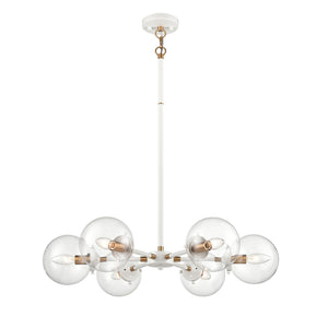Atlas Boudreaux 12-Light Chandelier - Midcentury Modern Design with Radiant Glass Globes for Any Space Matte White 28'' CL11088-WH