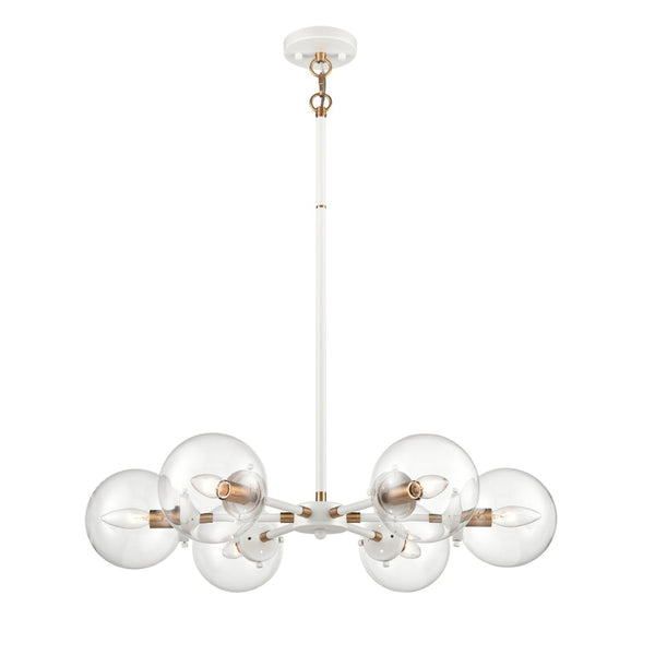 Atlas Boudreaux 12-Light Chandelier - Midcentury Modern Design with Radiant Glass Globes for Any Space Matte White 28'' CL11088-WH