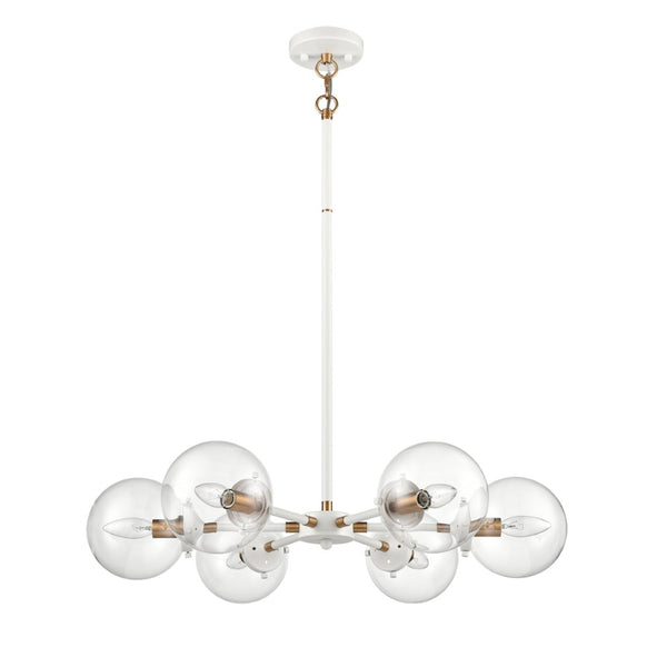 Atlas Boudreaux 12-Light Chandelier - Midcentury Modern Design with Radiant Glass Globes for Any Space Matte White 28'' CL11088-WH