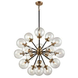 Atlas Boudreaux 12-Light Chandelier - Midcentury Modern Design with Radiant Glass Globes for Any Space Matte Black with Antique Gold 32'' CL11089-GD