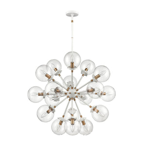 Atlas Boudreaux 12-Light Chandelier - Midcentury Modern Design with Radiant Glass Globes for Any Space Matte White 32'' CL11089-WH