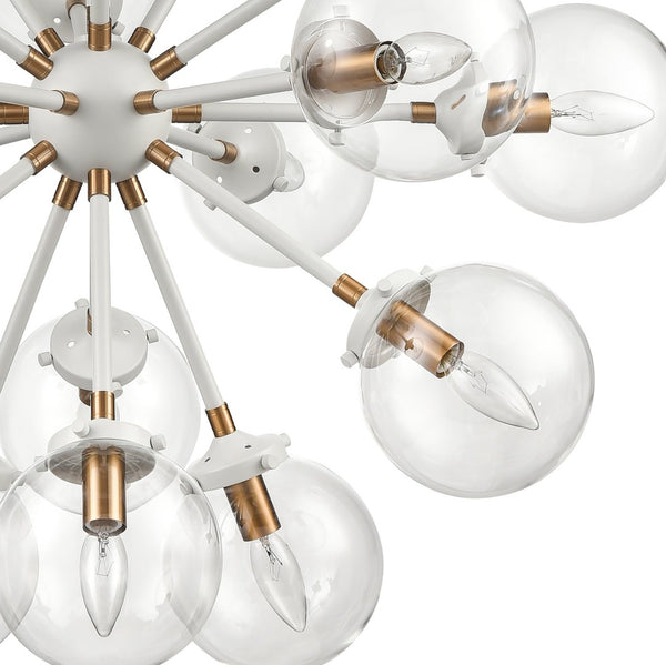 Atlas Boudreaux 12-Light Chandelier - Midcentury Modern Design with Radiant Glass Globes for Any Space Matte White 32'' CL11089-WH