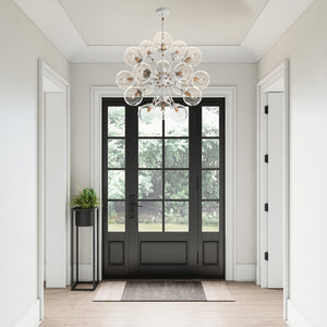 Atlas Boudreaux 12-Light Chandelier - Midcentury Modern Design with Radiant Glass Globes for Any Space Matte White 32'' CL11089-WH