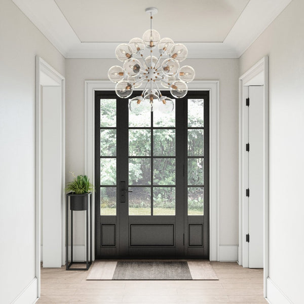 Atlas Boudreaux 12-Light Chandelier - Midcentury Modern Design with Radiant Glass Globes for Any Space Matte White 32'' CL11089-WH