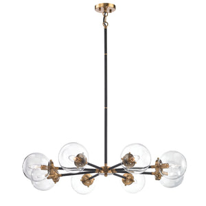Atlas Boudreaux 12-Light Chandelier - Midcentury Modern Design with Radiant Glass Globes for Any Space Matte Black with Antique Gold 36'' CL11090-GD
