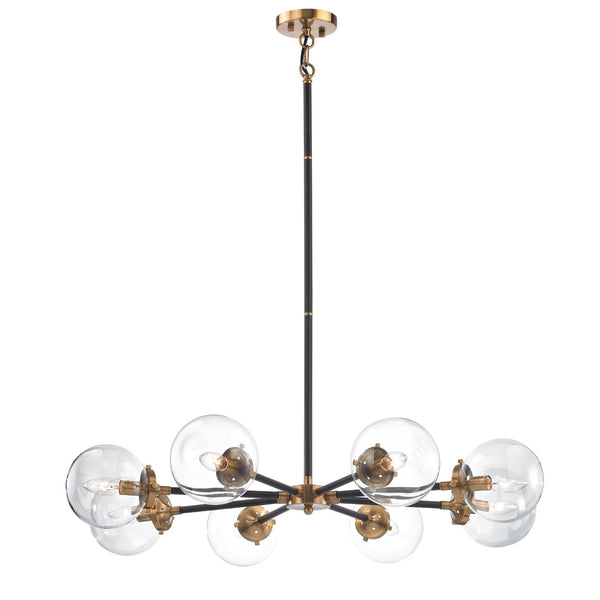 Atlas Boudreaux 12-Light Chandelier - Midcentury Modern Design with Radiant Glass Globes for Any Space Matte Black with Antique Gold 36'' CL11090-GD