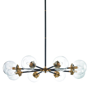 Atlas Boudreaux 12-Light Chandelier - Midcentury Modern Design with Radiant Glass Globes for Any Space Matte Black with Antique Gold 36'' CL11090-GD