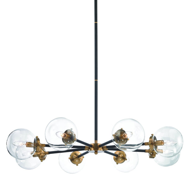 Atlas Boudreaux 12-Light Chandelier - Midcentury Modern Design with Radiant Glass Globes for Any Space Matte Black with Antique Gold 36'' CL11090-GD