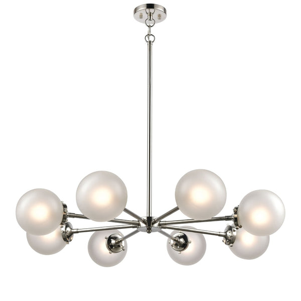 Atlas Boudreaux 12-Light Chandelier - Midcentury Modern Design with Radiant Glass Globes for Any Space Polished Nickel CL11090-NK