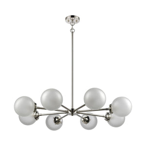 Atlas Boudreaux 12-Light Chandelier - Midcentury Modern Design with Radiant Glass Globes for Any Space Polished Nickel CL11090-NK