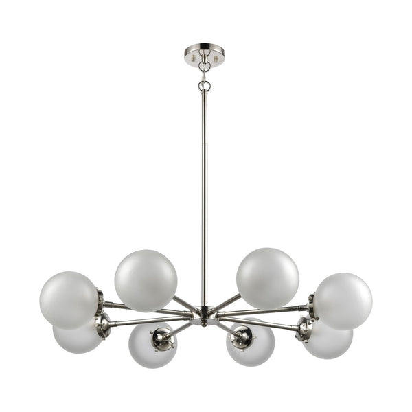 Atlas Boudreaux 12-Light Chandelier - Midcentury Modern Design with Radiant Glass Globes for Any Space Polished Nickel CL11090-NK