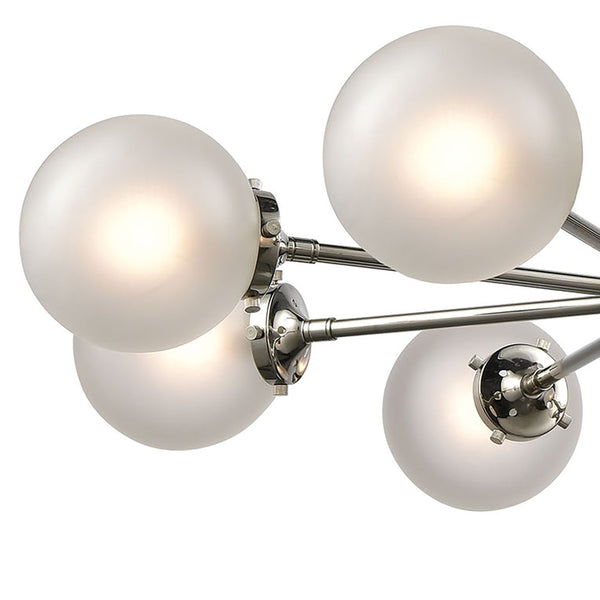 Atlas Boudreaux 12-Light Chandelier - Midcentury Modern Design with Radiant Glass Globes for Any Space Polished Nickel CL11090-NK