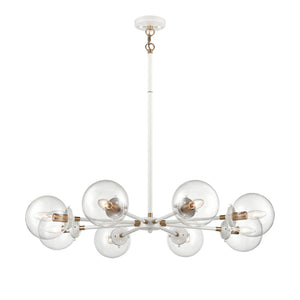 Atlas Boudreaux 12-Light Chandelier - Midcentury Modern Design with Radiant Glass Globes for Any Space Matte White 36'' CL11090-WH
