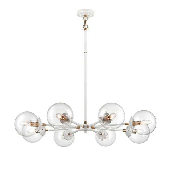 Atlas Boudreaux 12-Light Chandelier - Midcentury Modern Design with Radiant Glass Globes for Any Space Matte White 36'' CL11090-WH