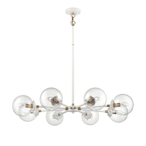 Atlas Boudreaux 12-Light Chandelier - Midcentury Modern Design with Radiant Glass Globes for Any Space Matte White 36'' CL11090-WH