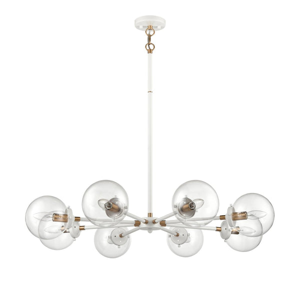 Atlas Boudreaux 12-Light Chandelier - Midcentury Modern Design with Radiant Glass Globes for Any Space Matte White 36'' CL11090-WH