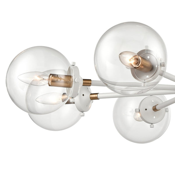 Atlas Boudreaux 12-Light Chandelier - Midcentury Modern Design with Radiant Glass Globes for Any Space Matte White 36'' CL11090-WH