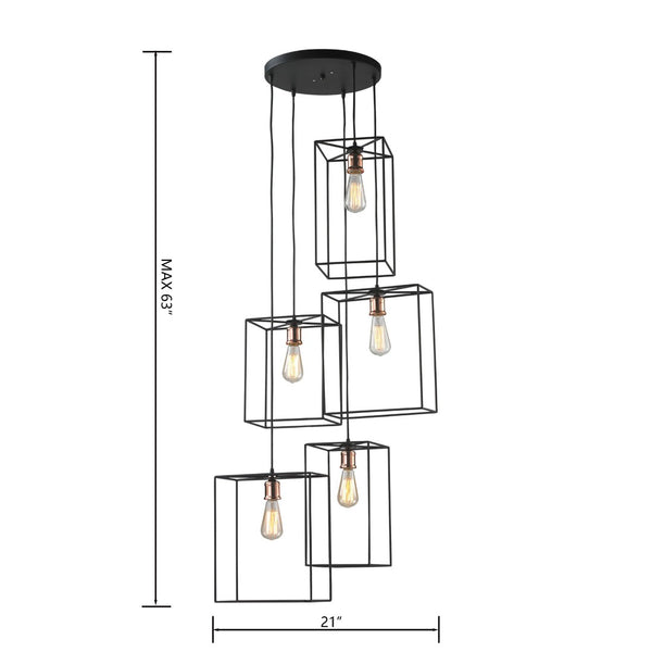 Atlas Box 21'' Wide 5-Light Chandelier - Elegant Oil Rubbed Bronze Fixture for Stunning Home Illumination CL11091-BZ