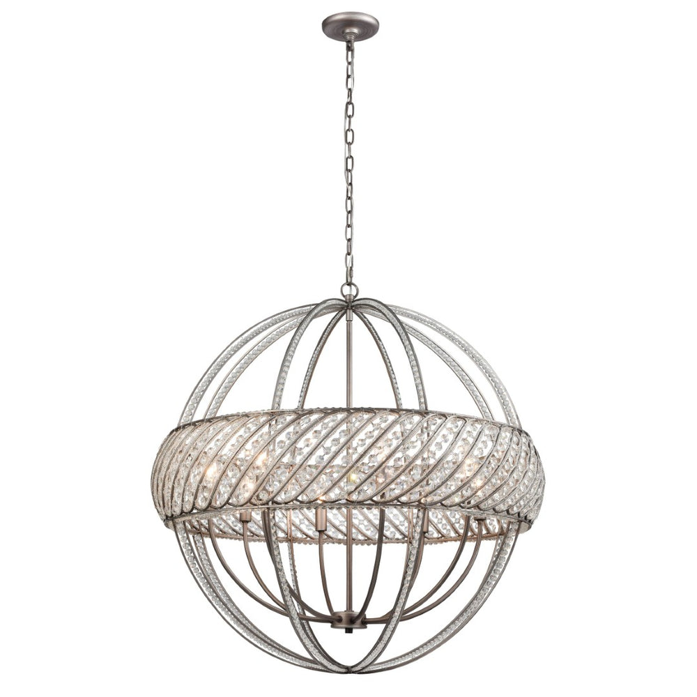 Atlas Bradington 32" Wide 8-Light Chandelier - Industrial Weathered Zinc with Braided Crystal Filigree CL11092-SV