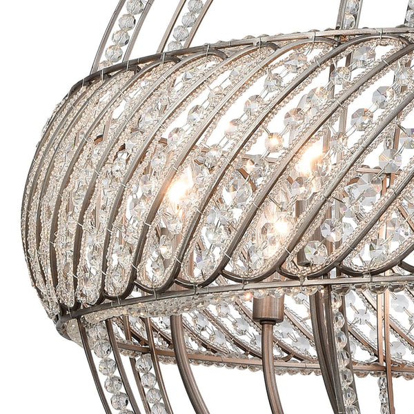 Atlas Bradington 32" Wide 8-Light Chandelier - Industrial Weathered Zinc with Braided Crystal Filigree CL11092-SV