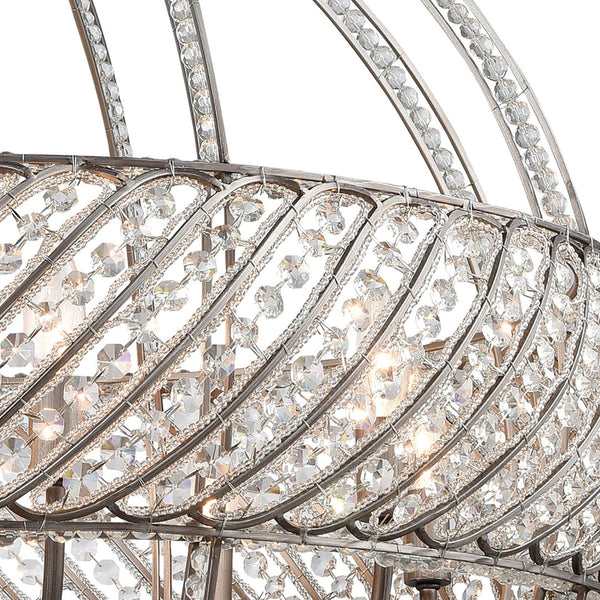 Atlas Bradington 32" Wide 8-Light Chandelier - Industrial Weathered Zinc with Braided Crystal Filigree CL11092-SV