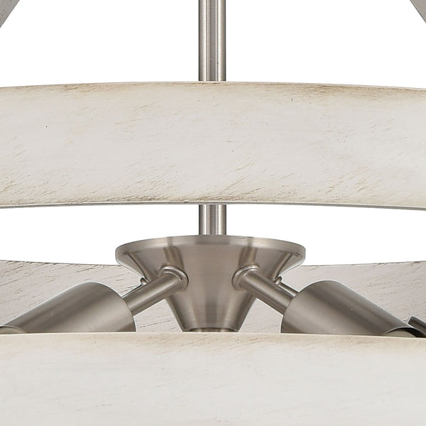 Atlas Brigantine 3-Light Chandelier - Coastal-Modern Drum Design with Open Metal Slats for Bright Spaces Satin Nickel 24'' CL11094-WH