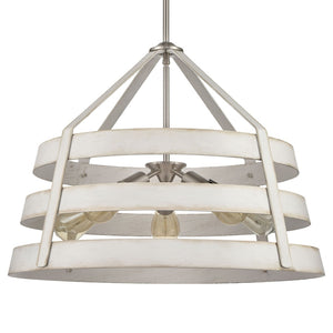 Atlas Brigantine 3-Light Chandelier - Coastal-Modern Drum Design with Open Metal Slats for Bright Spaces Satin Nickel 24'' CL11094-WH