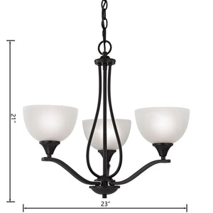 Atlas Bristol Lane 3-Light Chandelier - Elegant Transitional Design with White Glass Dome Shades for Home Oil Rubbed Bronze with White Glass 23'' CL11097-BZ