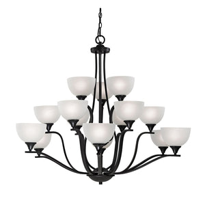 Atlas Bristol Lane 3-Light Chandelier - Elegant Transitional Design with White Glass Dome Shades for Home Oil Rubbed Bronze with White Glass 45'' CL11098-BZ