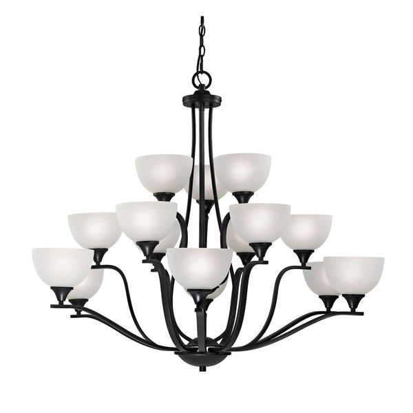 Atlas Bristol Lane 3-Light Chandelier - Elegant Transitional Design with White Glass Dome Shades for Home Oil Rubbed Bronze with White Glass 45'' CL11098-BZ
