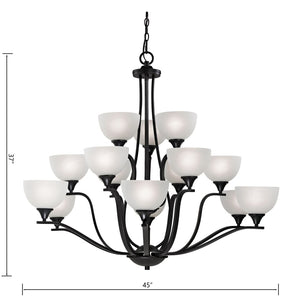 Atlas Bristol Lane 3-Light Chandelier - Elegant Transitional Design with White Glass Dome Shades for Home Oil Rubbed Bronze with White Glass 45'' CL11098-BZ
