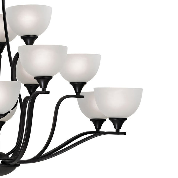 Atlas Bristol Lane 3-Light Chandelier - Elegant Transitional Design with White Glass Dome Shades for Home Oil Rubbed Bronze with White Glass 45'' CL11098-BZ