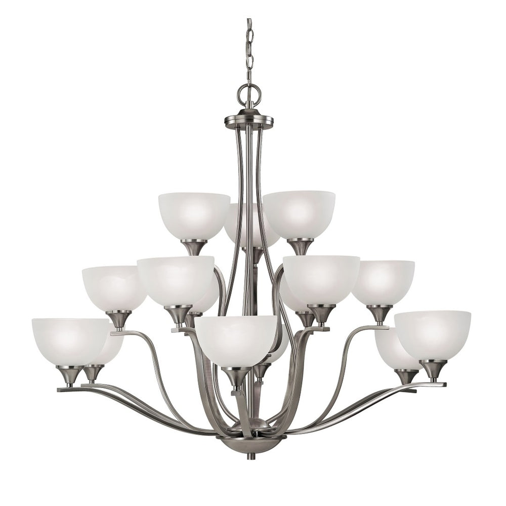 Atlas Bristol Lane 3-Light Chandelier - Elegant Transitional Design with White Glass Dome Shades for Home Brushed Nickel with White Glass CL11098-NK