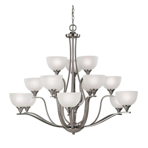 Atlas Bristol Lane 3-Light Chandelier - Elegant Transitional Design with White Glass Dome Shades for Home Brushed Nickel with White Glass CL11098-NK