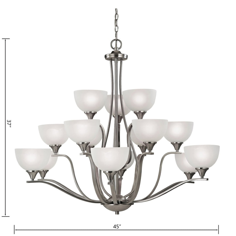 Atlas Bristol Lane 3-Light Chandelier - Elegant Transitional Design with White Glass Dome Shades for Home Brushed Nickel with White Glass CL11098-NK