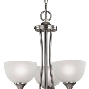 Atlas Bristol Lane 3-Light Chandelier - Elegant Transitional Design with White Glass Dome Shades for Home Brushed Nickel with White Glass CL11098-NK