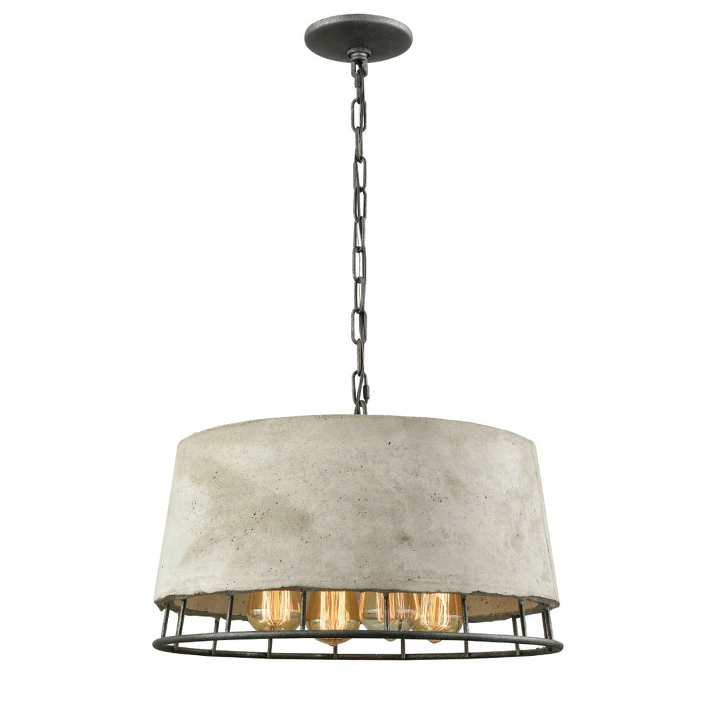 Atlas Brocca 4-Light Chandelier - Industrial Silverdust Iron & Concrete Design for Modern Interiors CL11099-GY