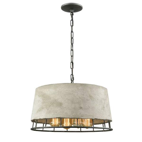 Atlas Brocca 4-Light Chandelier - Industrial Silverdust Iron & Concrete Design for Modern Interiors CL11099-GY