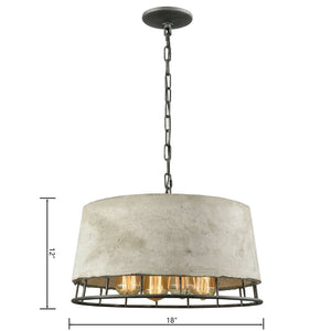 Atlas Brocca 4-Light Chandelier - Industrial Silverdust Iron & Concrete Design for Modern Interiors CL11099-GY