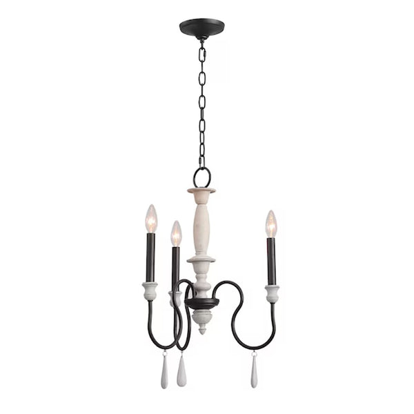 Atlas Brownell Chandelier - Rustic European Charm with Antique Wood and Elegant Curved Frame Design Anvil Iron 17'' CL11100-BK