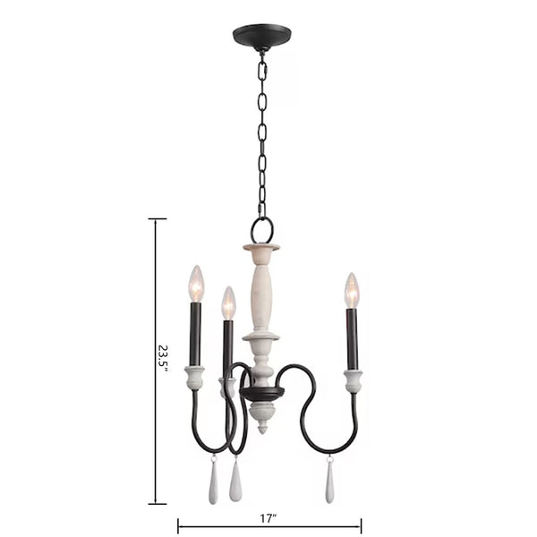 Atlas Brownell Chandelier - Rustic European Charm with Antique Wood and Elegant Curved Frame Design Anvil Iron 17'' CL11100-BK