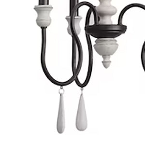 Atlas Brownell Chandelier - Rustic European Charm with Antique Wood and Elegant Curved Frame Design Anvil Iron 17'' CL11100-BK